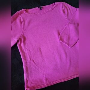 Talbots Fuchsia Pink Crew Neck Knit Thick Sweater Womens Large Neon Colorful